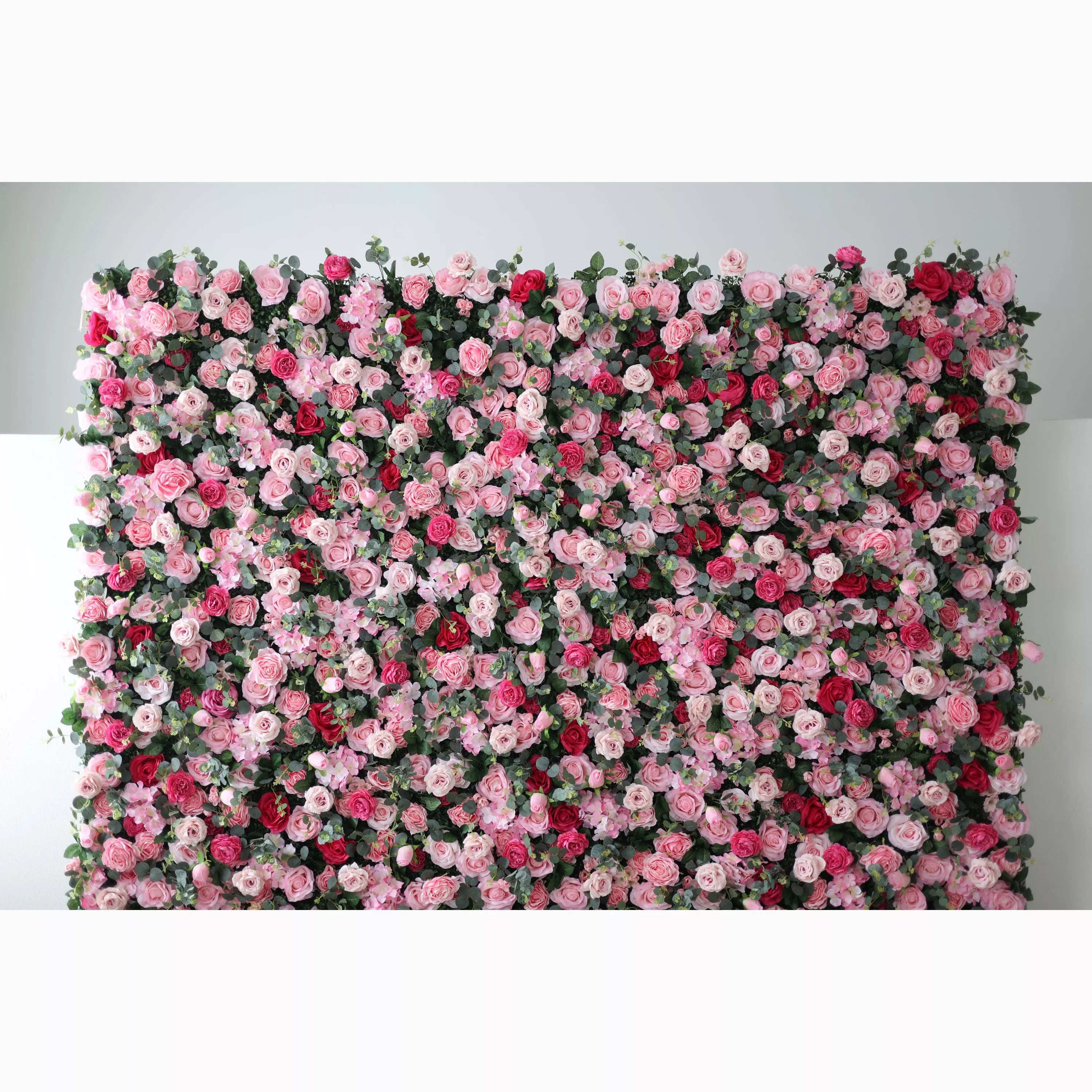 Valar Flowers Presents: Blooming Bliss pared de flores de tela artificial-Exuberante rosa, rojo y blanco para bodas, eventos y decoración del hogar-último telón de fondo floral para Ambiances-VF-214 románticas