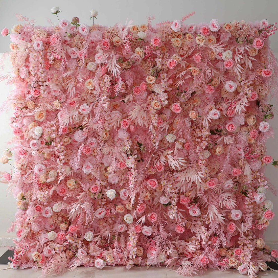 Valar Flowers Roll Up Fabric Artificial Flower Wall Wedding Backdrop, Floral Party Decor, Event Photography-VF-305