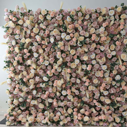 Valar Flowers Roll Up Fabric Artificial Flower Wall Wedding Backdrop, Floral Party Decor, Event Photography-VF-302