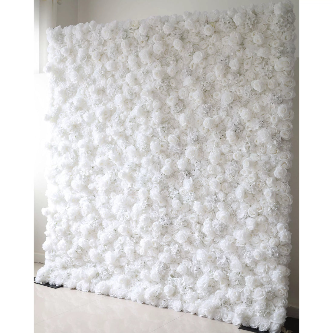 Valar Flowers Roll Up Fabric Artificial Pure White Flower Wall Wedding Backdrop, Floral Party Decor, Event Photography-VF-051-3