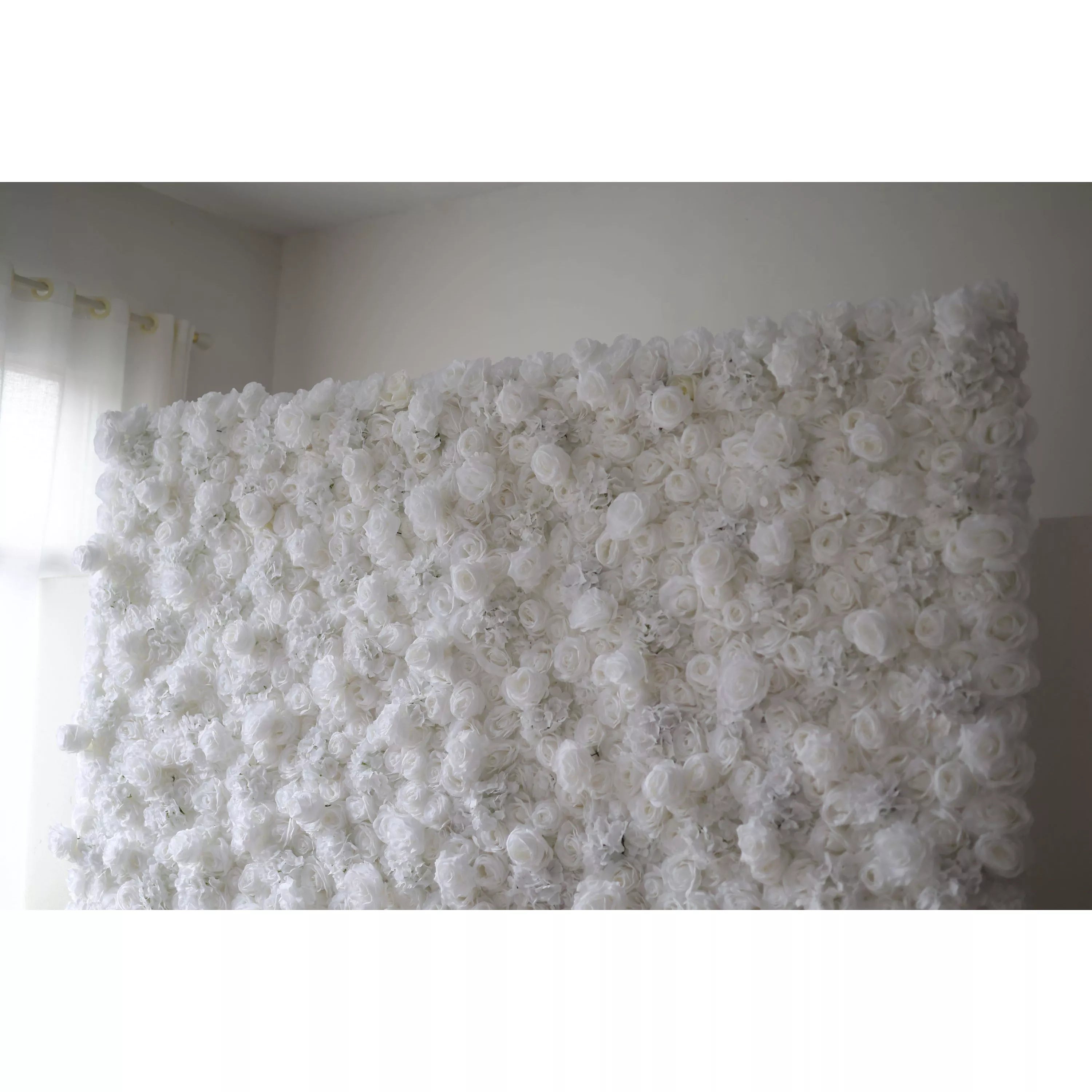 Valar Flores Roll Up Tecido Artificial Branco Puro Flor Parede Wedding Backdrop, Decoração Floral Festa, Fotografia Evento-VF-051-3