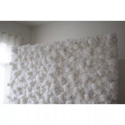 Valar fleurs Roll Up tissu artificiel fleur blanche pure mur mariage toile de fond, décor de fête Floral, événement photographie-VF-051-3