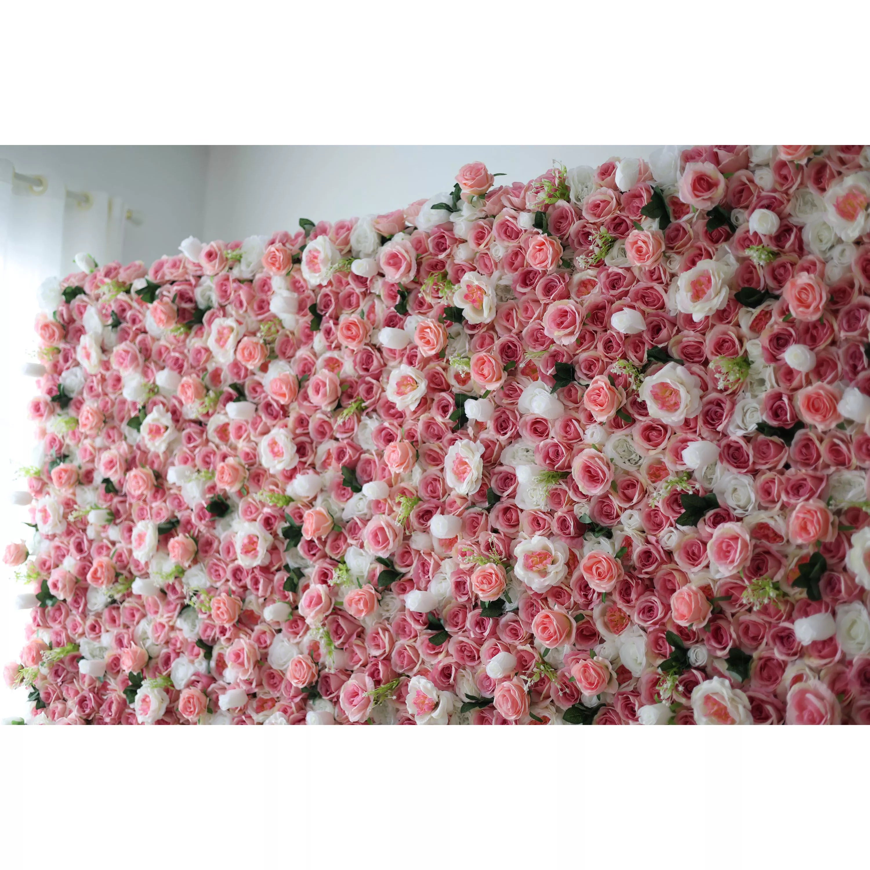 Valar Flowers Presents: The Timeless Artificial Fabric Flower Wall – A Radiant Display of Rosy Elegance-VF-207