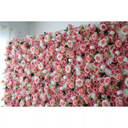 Valar Flores Presenta: La Pared de Flores de Tela Artificial Timeless-Una Exhibición Radiante de Elegance-VF-207 Rosy