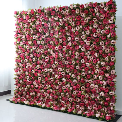 Valar Flowers Roll Up Fabric Artificial Flower Wall Wedding Backdrop, Floral Party Decor, Event Photography-VF-334