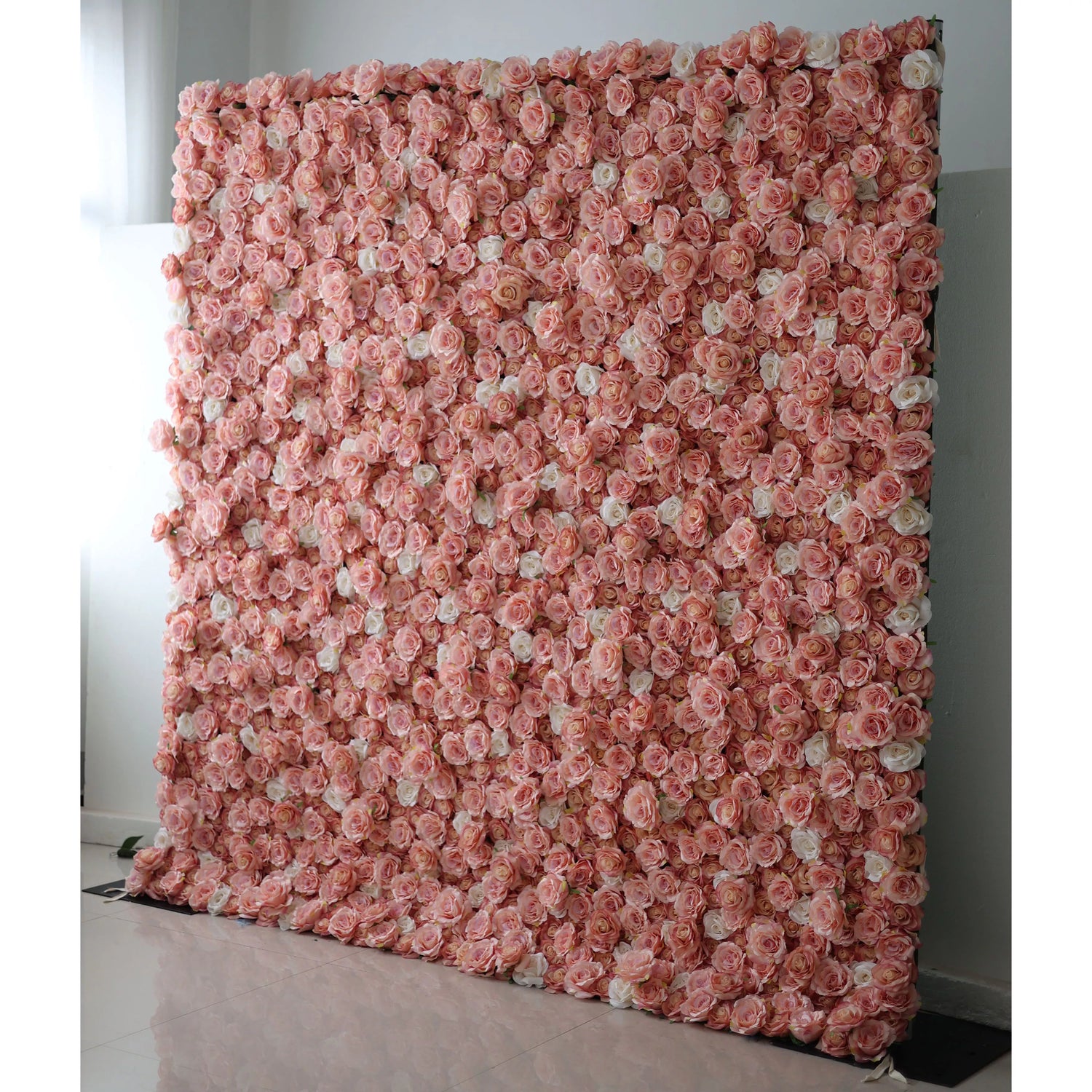 Valar Flores Roll Up Tecido Rosa Turca Artificial e Oriental Rosa e Branco Flor Parede Wedding Backdrop, Decoração Floral Festa, Fotografia Evento-VF-054