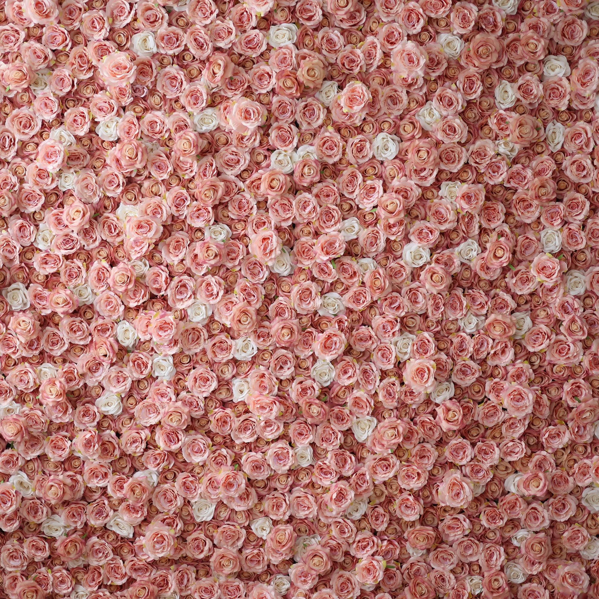 Valar Flowers Roll Up Fabric Artificial Turkish Rose and Oriental Pink and White Flower Wall Wedding Backdrop, Floral Party Decor, Event Photography-VF-054