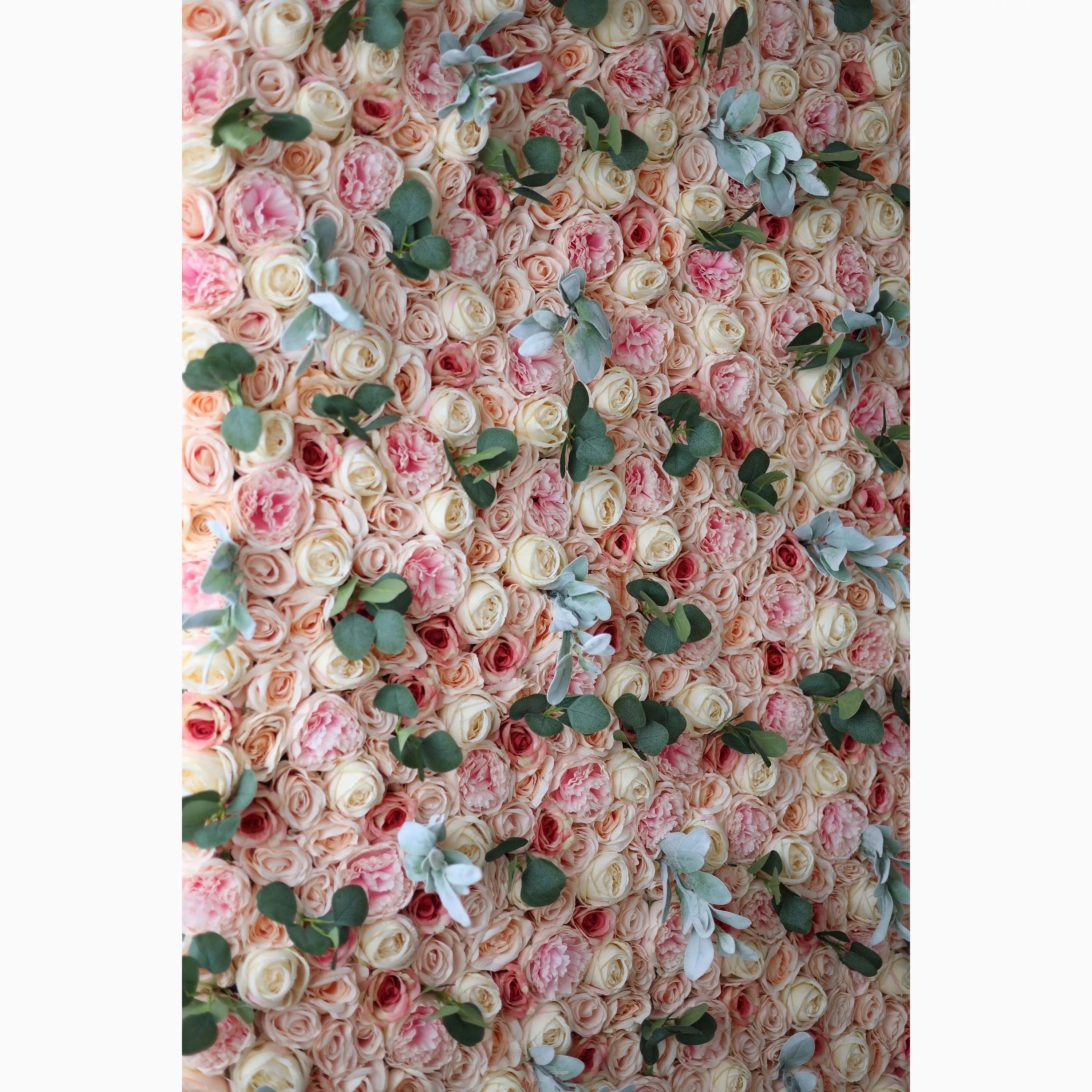 Valar Flowers Showcases: The Peach Blossom Euphoria - Parede de Flor de Tecido Artificial com Blush Rosado e Florais de Pêssego Cremosos - Um cenário encantador para celebrações &amp; Interiores aconchegantes para casa-VF-215