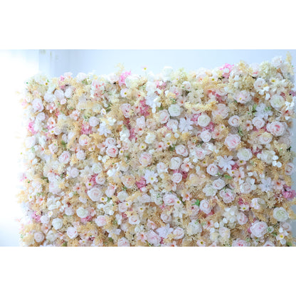 Valar Flowers Roll Up Fabric Artificial Flower Wall Wedding Backdrop, Floral Party Decor, Event Photography-VF-331