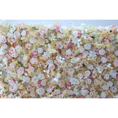 Valar Flowers Roll Up Fabric Artificial Flower Wall Wedding Backdrop, Floral Party Decor, Event Photography-VF-331