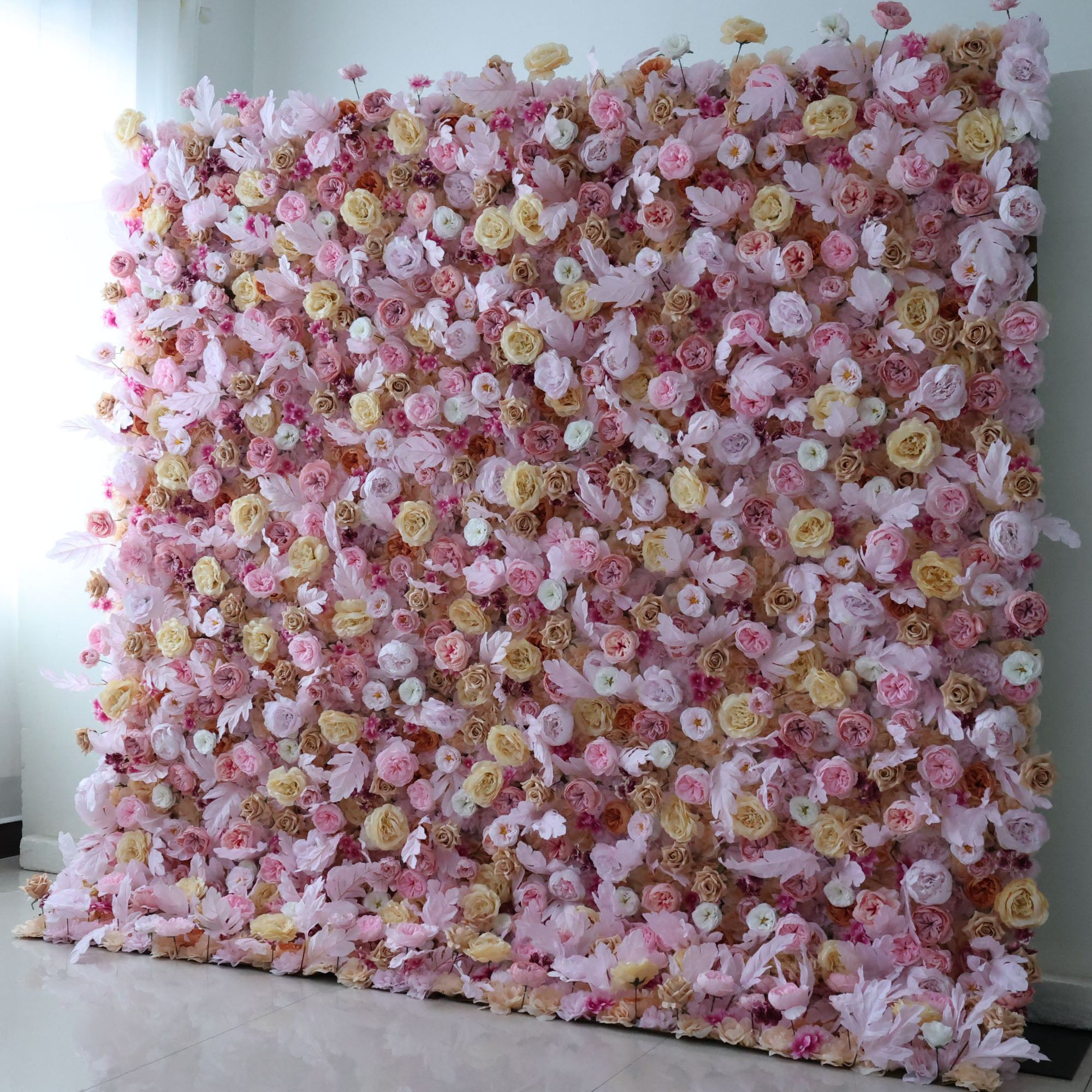 Valar Flowers Roll Up Fabric Artificial Flower Wall Wedding Backdrop, Floral Party Decor, Event Photography-VF-330