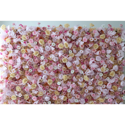 Valar Flowers Roll Up Fabric Artificial Flower Wall Wedding Backdrop, Floral Party Decor, Event Photography-VF-330