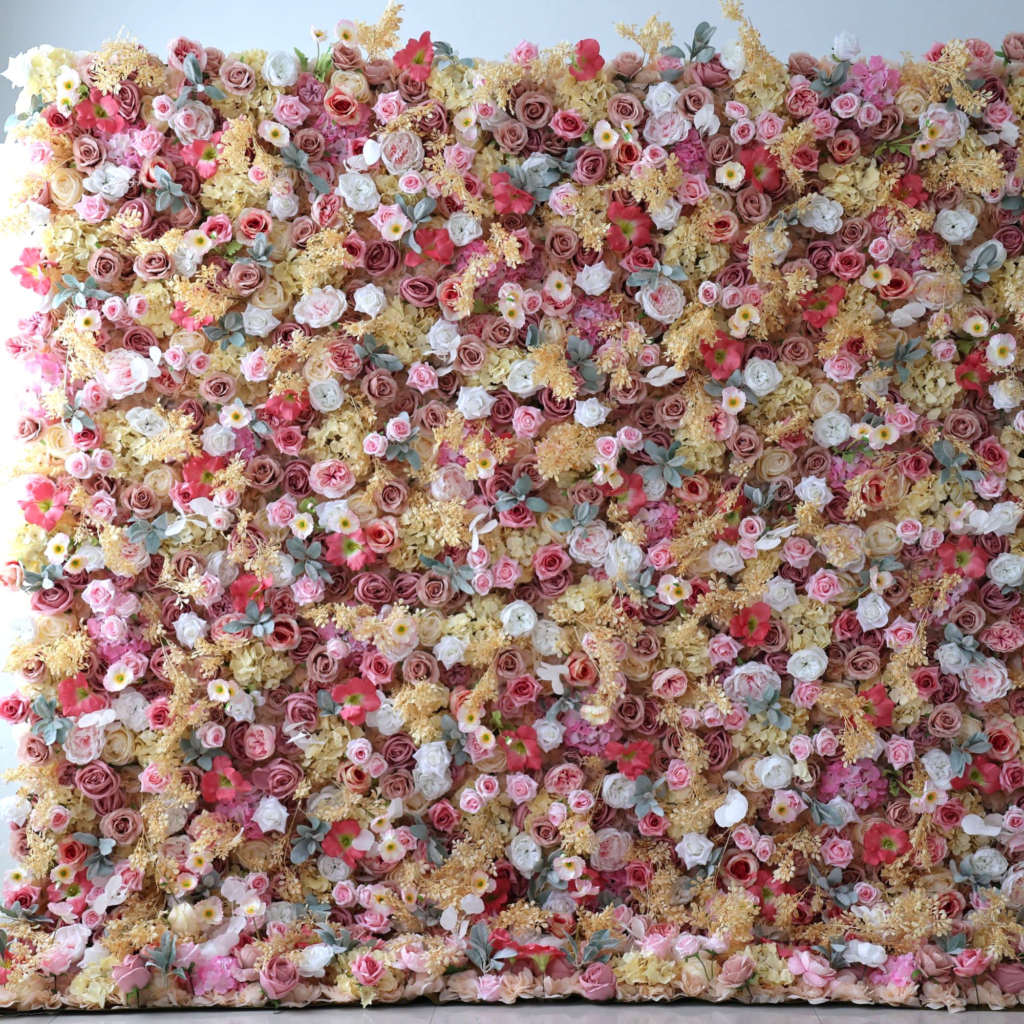 Valar Flowers Roll Up Fabric Artificial Flower Wall Wedding Backdrop, Floral Party Decor, Event Photography-VF-329