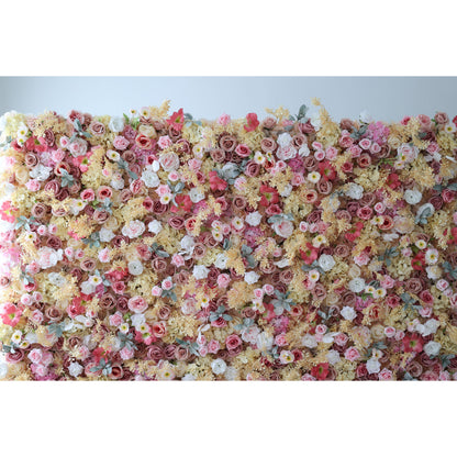 Valar Flowers Roll Up Fabric Artificial Flower Wall Wedding Backdrop, Floral Party Decor, Event Photography-VF-329