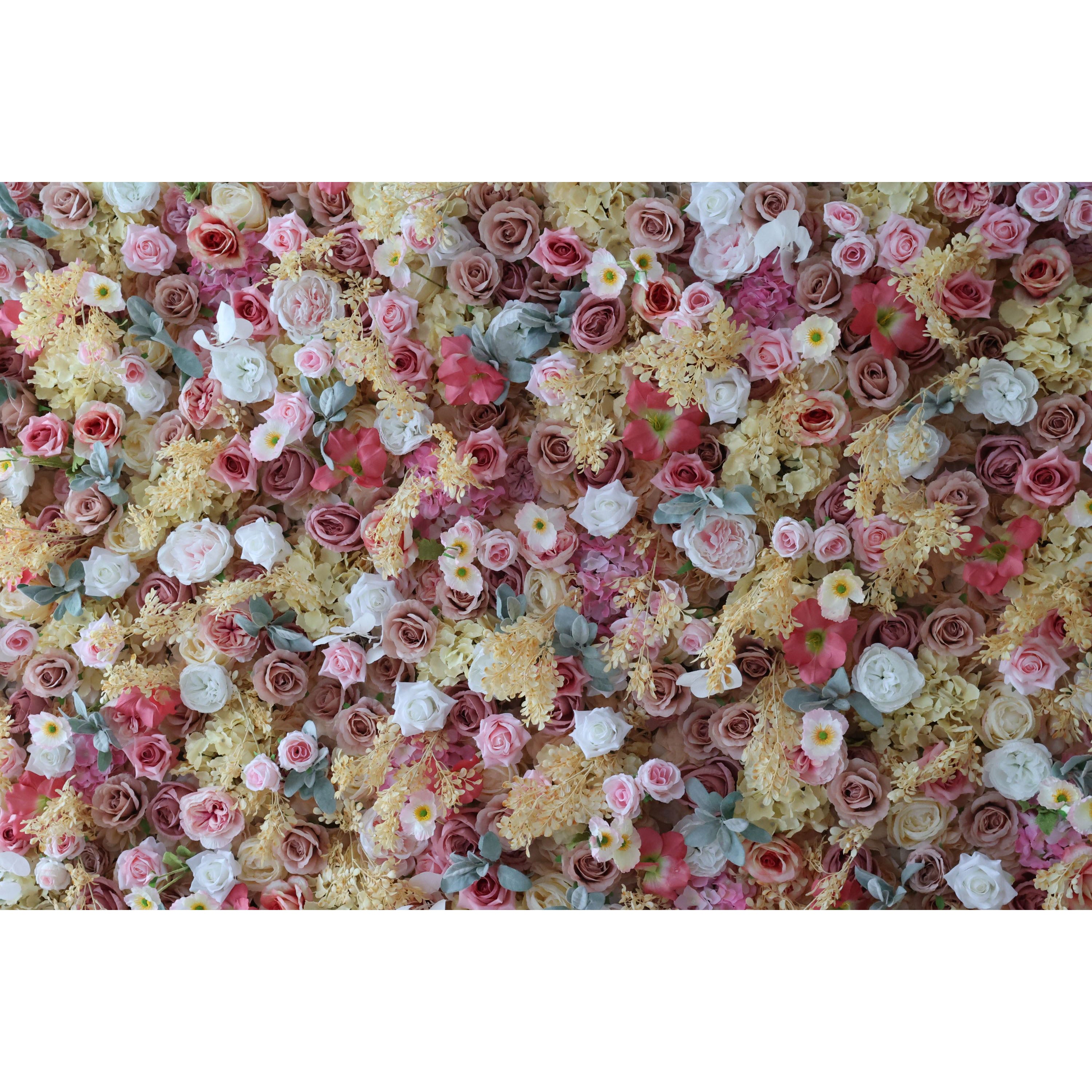 Valar Flowers Roll Up Fabric Artificial Flower Wall Wedding Backdrop, Floral Party Decor, Event Photography-VF-329