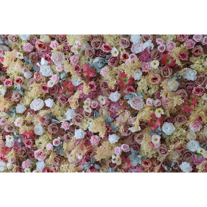 Valar Flowers Roll Up Fabric Artificial Flower Wall Wedding Backdrop, Floral Party Decor, Event Photography-VF-329