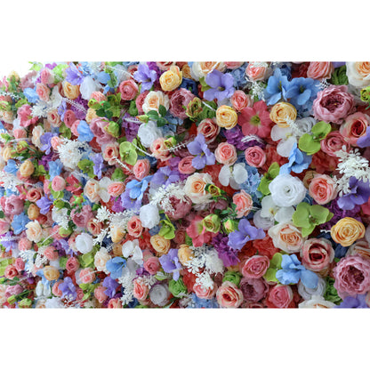 Valar Flowers Roll Up Fabric Artificial Flower Wall Wedding Backdrop, Floral Party Decor, Event Photography-VF-328