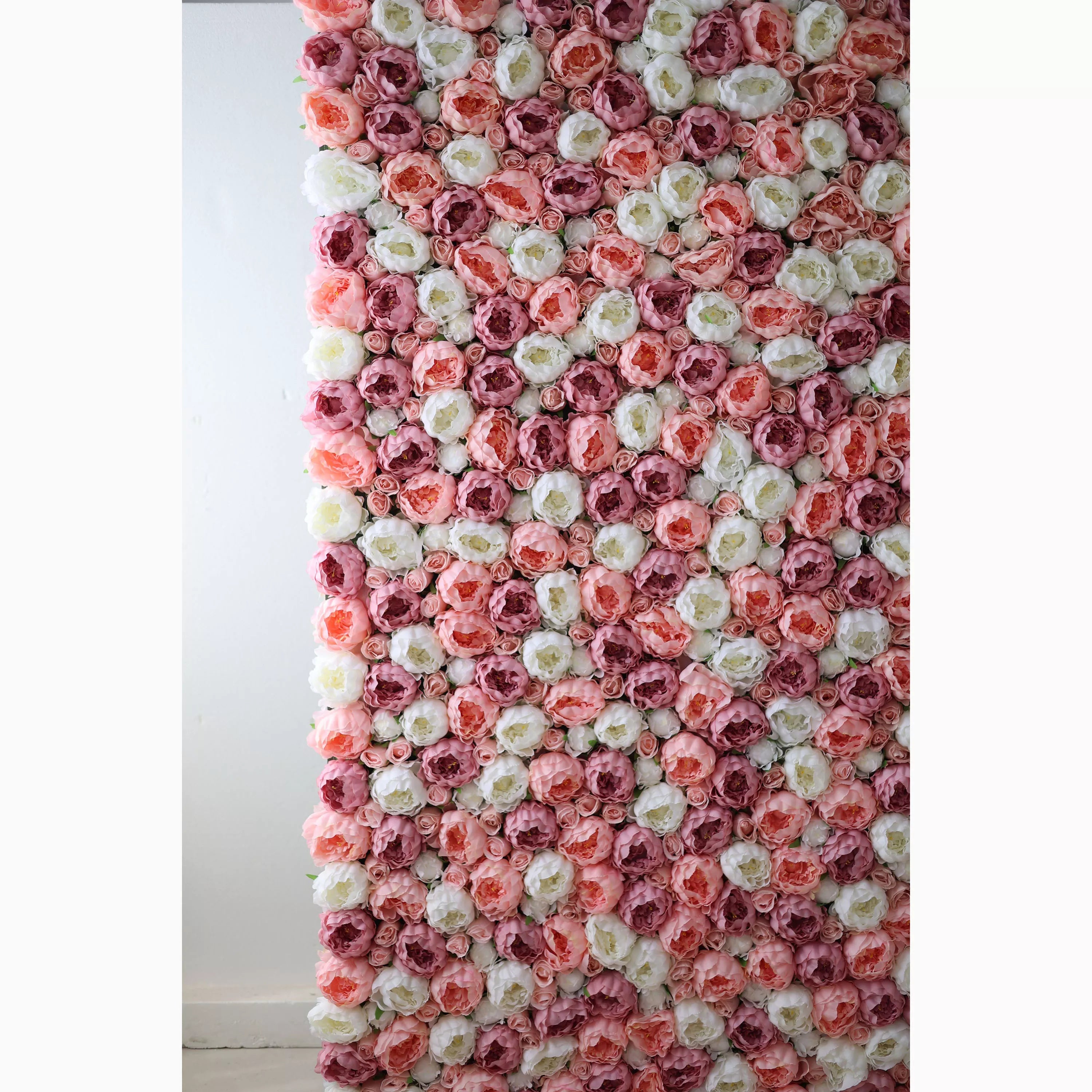 Valar Flowers Presents: Blush and Whisper – A Dreamy Assembly of Light Pink &amp; Cream Fabric Roses – Perfect Floral Wall for Weddings, Events &amp; Elegant Interior Decor.-VF-216