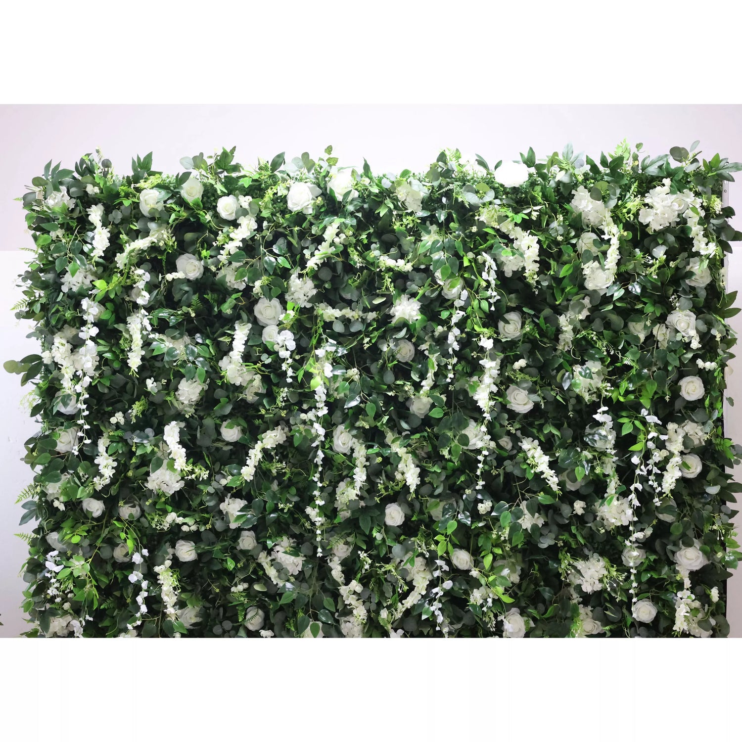 Valar Flores Enrolla Tela Flor Blanca Artificial Y Hojas Verdes Vivas Pared Floral Fondo De Boda, Decoración Floral De Fiesta, Fotografía De Eventos-VF-071-3