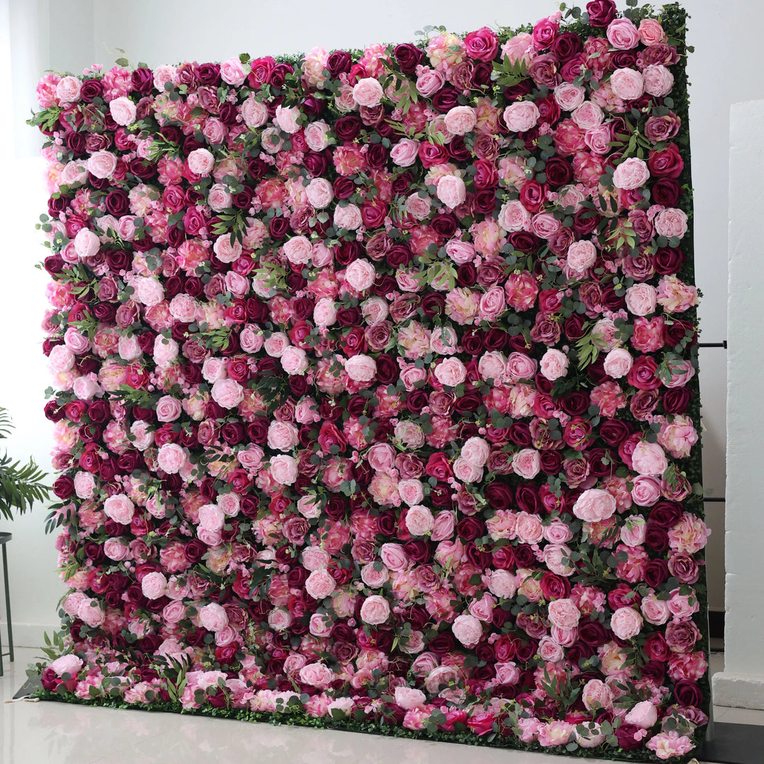 pink rose with burgundy flower wall in 8x8 ft