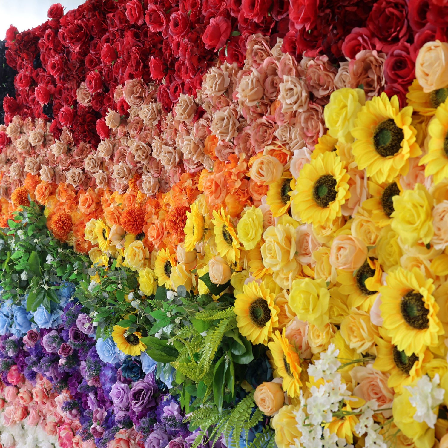 Valar Flowers Roll Up Fabric Artificial Vivid Rainbow Flower Wall Wedding Backdrop, Floral Party Decor, Event Photography-VF-310