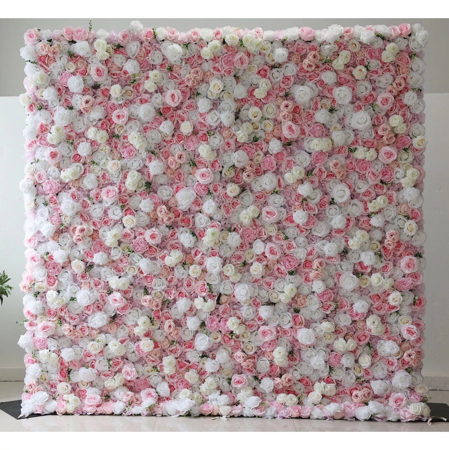 ValarFlowers Fondo de pared floral artificial: Pink Blush Ballet - Un suave vals de rosas pastel-VF-253