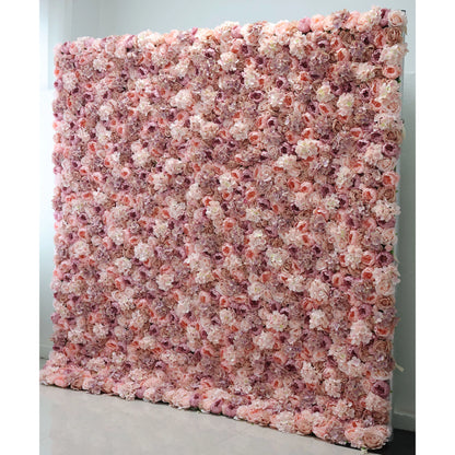 Valar Flores Roll Up Tecido Artificial Ruddy Rosa Flor Parede Wedding Backdrop, Decoração Floral Festa, Evento Fotografia-VF-021