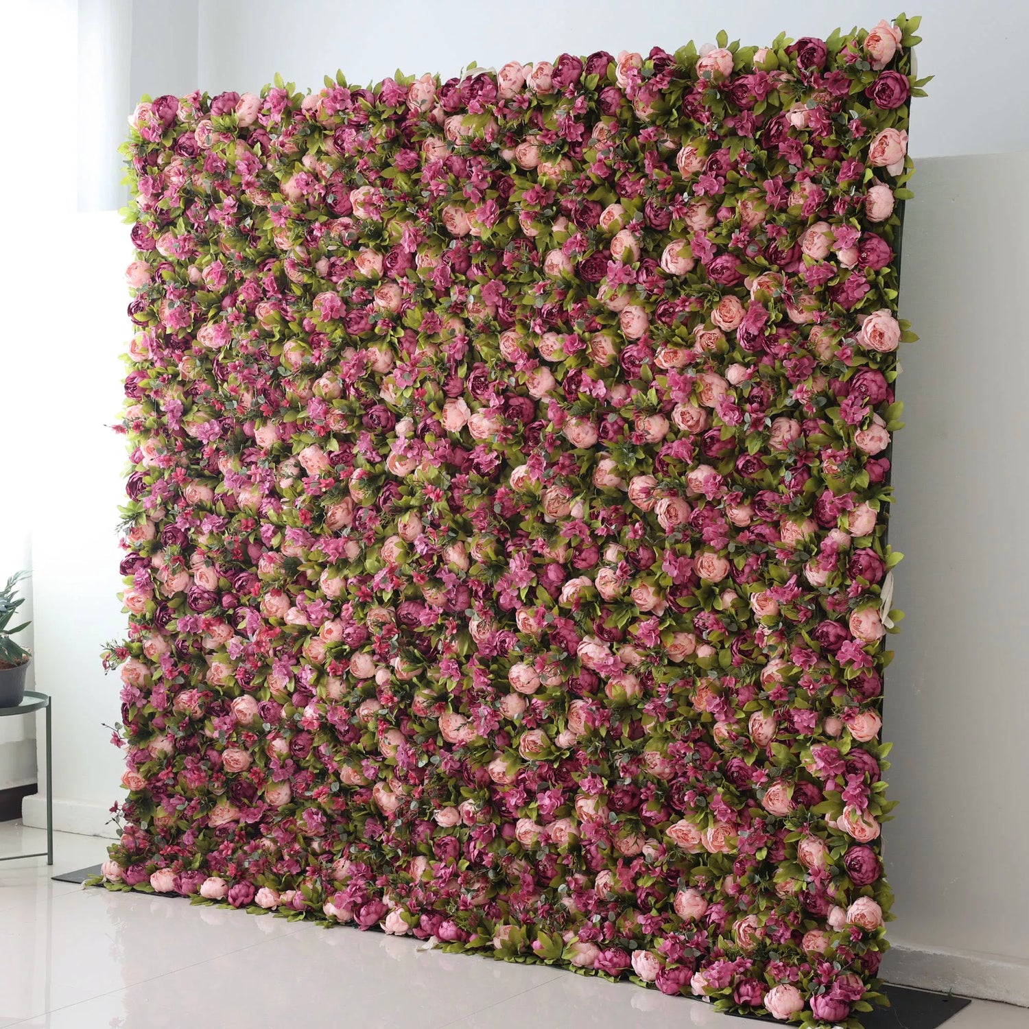 Valar fleurs enrouler tissu artificiel turc Rose et orchidée lumière couleur avec pâle vert Olive feuilles fleur mur mariage toile de fond, décor de fête Floral, événement photographie-VF-001