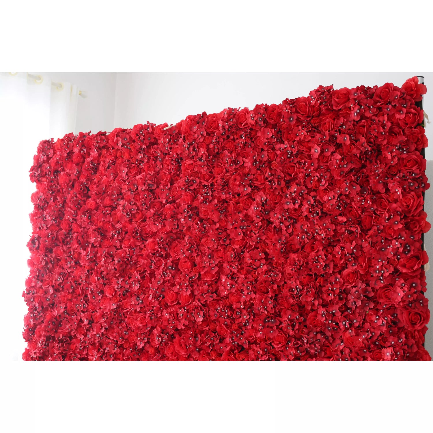 Valar Flowers Roll Up Artificial Flower Wall Backdrop: Radiant Red Rhapsody - From Passionate Gatherings to Intimate Affairs-VF-232