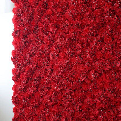 Valar fleurs enroulent jusqu’à la toile de fond de mur de fleurs artificielles : Rhapsodie rouge radieux - des rassemblements passionnés aux affaires intimes-VF-232