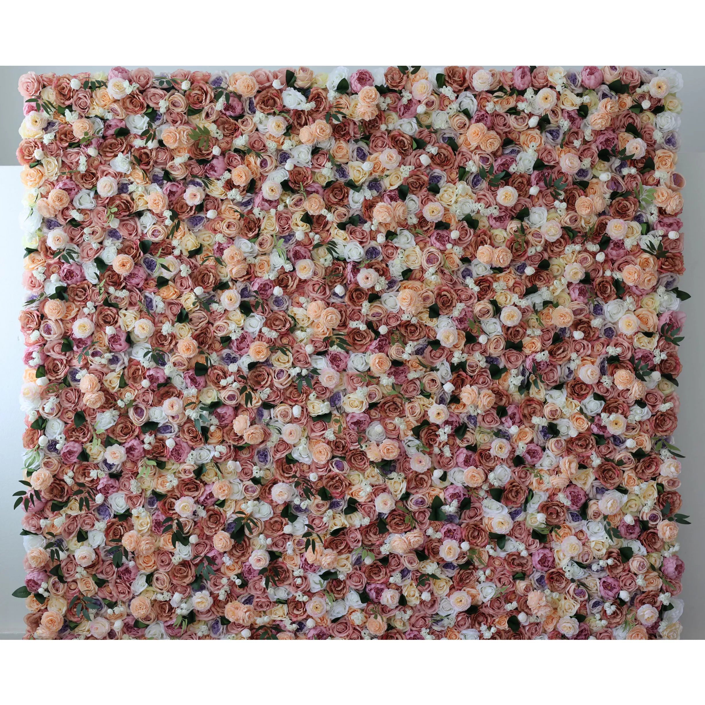 Valar Flowers Roll Up Fabric Artificial Mixed of Petite Orchid, Grape, Desert Sand, Dark Sienna Flowers Carpet Flower Wall Wedding Backdrop, Floral Party Decor, Event Photography-VF-023