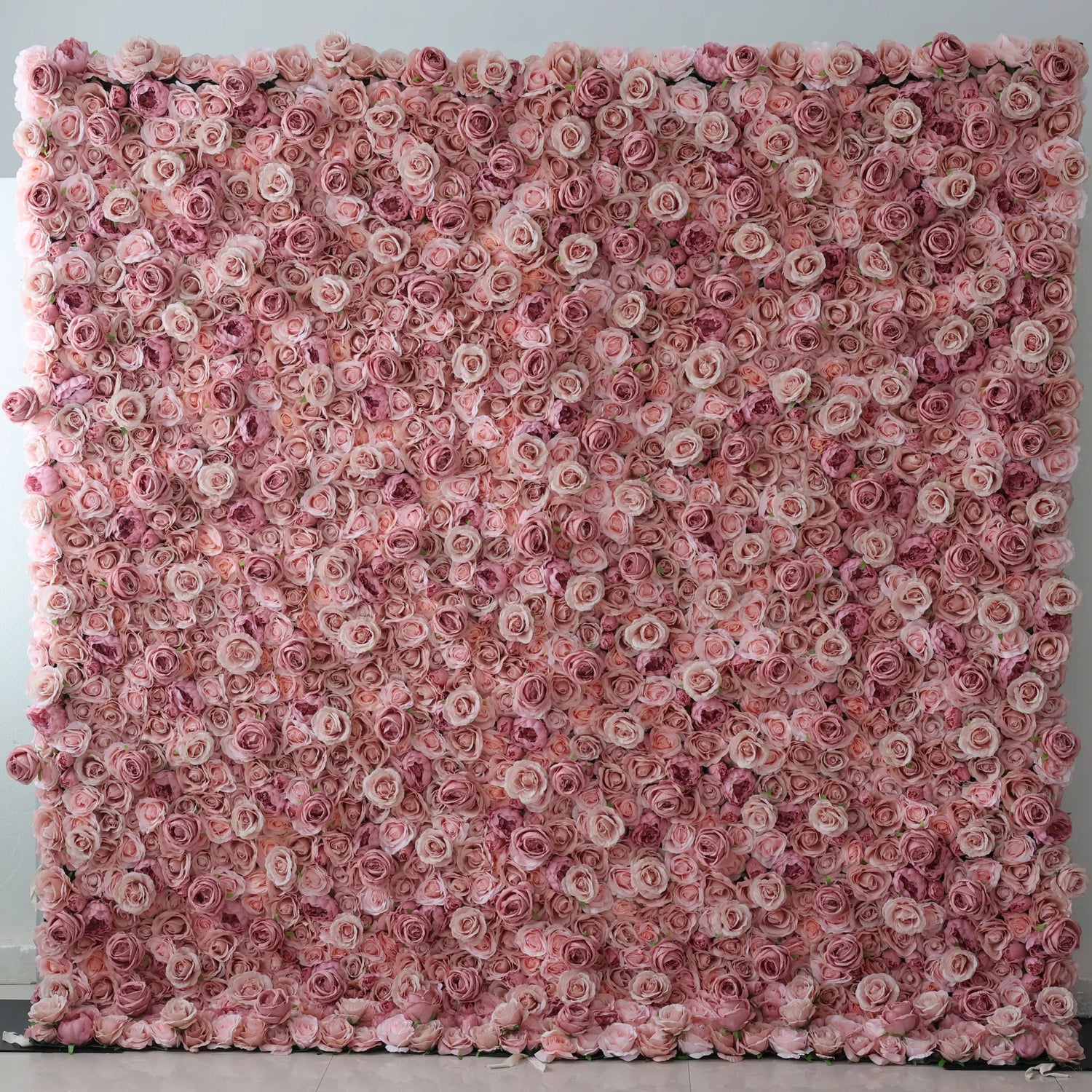 Valar Flowers Unveils: Rosé Reverie – An Enchanting Mélange of Dusky Pink &amp; Delicate Cream Fabric Roses – Ideal Floral Mural for Sophisticated Soirees, Bridal Showers &amp; Luxe Home Accents-VF-221