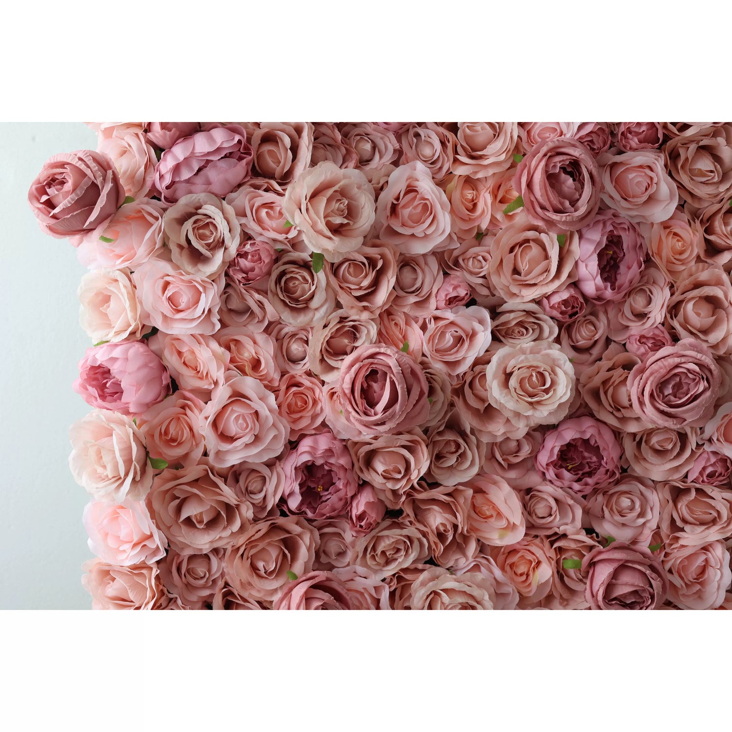 Valar Flowers Unveils: Rosé Reverie – An Enchanting Mélange of Dusky Pink &amp; Delicate Cream Fabric Roses – Ideal Floral Mural for Sophisticated Soirees, Bridal Showers &amp; Luxe Home Accents-VF-221