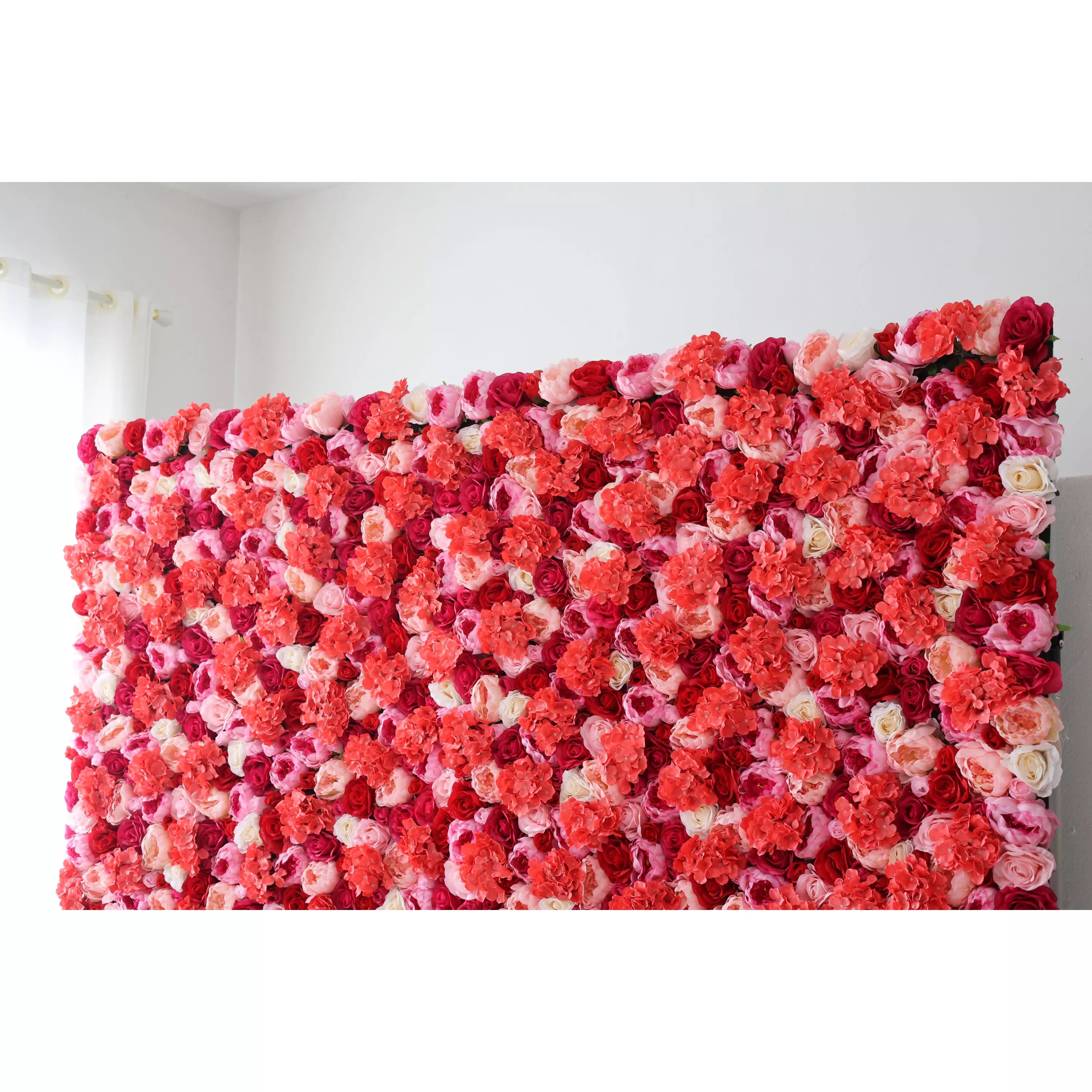 Valar Flowers Escaparates: Crimson Cascade - Una vibrante sinfonía de ricas rosas de tela roja y rosa sutil - El lienzo floral por excelencia para grandes ceremonias, eventos románticos y decoración de lujo para el hogar-VF-220