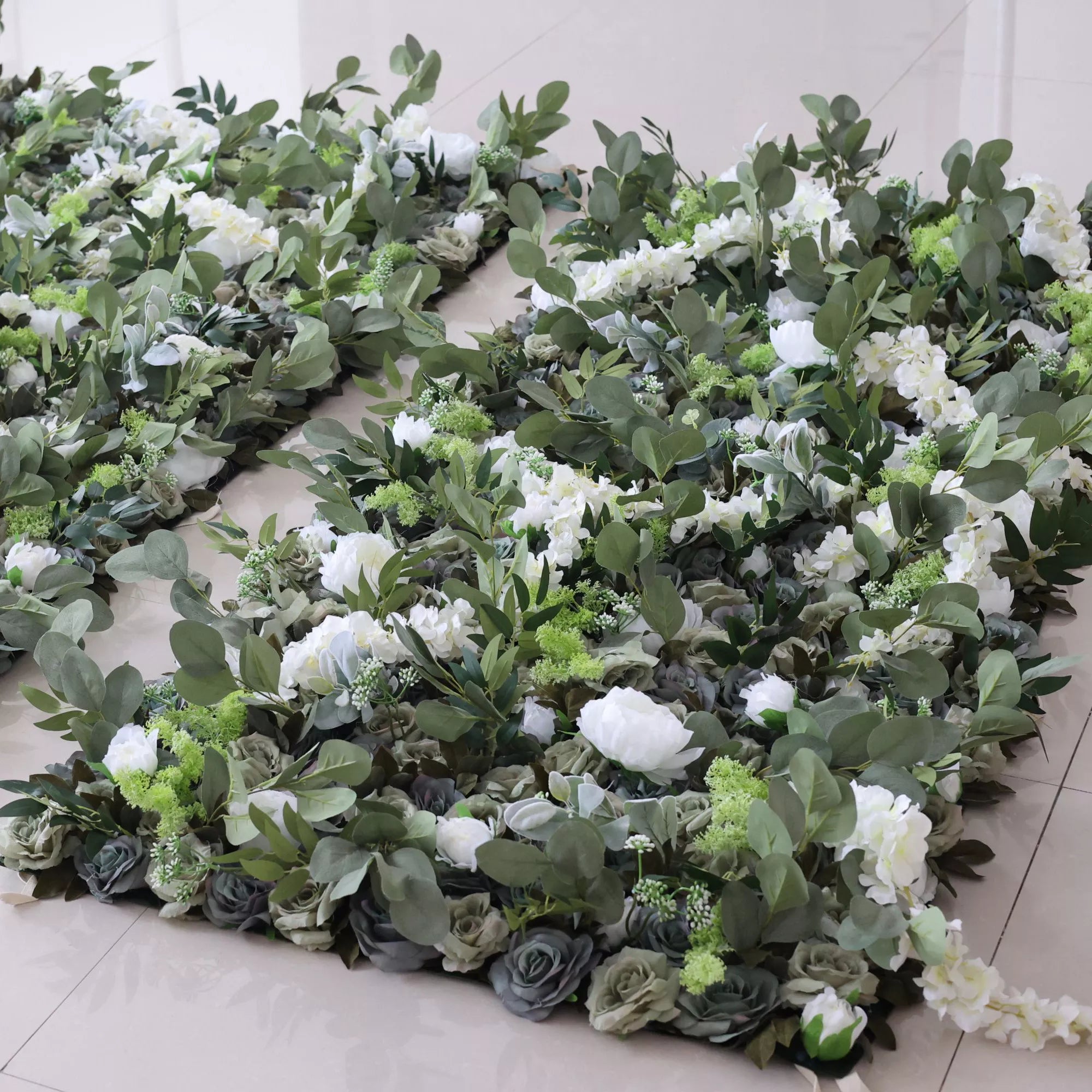 Valar Flowers Introduces: Verdant Elysium – A Lush Blend of Green Foliage &amp; Cascading White Blossoms – The Quintessential Nature-Inspired Wall for Garden Parties, Eco-Themed Events &amp; Green Interiors-VF-222-2