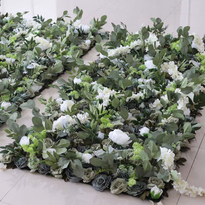 Valar Flowers apresenta: Verdant Elysium – uma mistura exuberante de folhagem verde e flores brancas em cascata – a parede inspirada na natureza por excelência para festas no jardim, eventos com temática ecológica e interiores verdes-VF-222-2