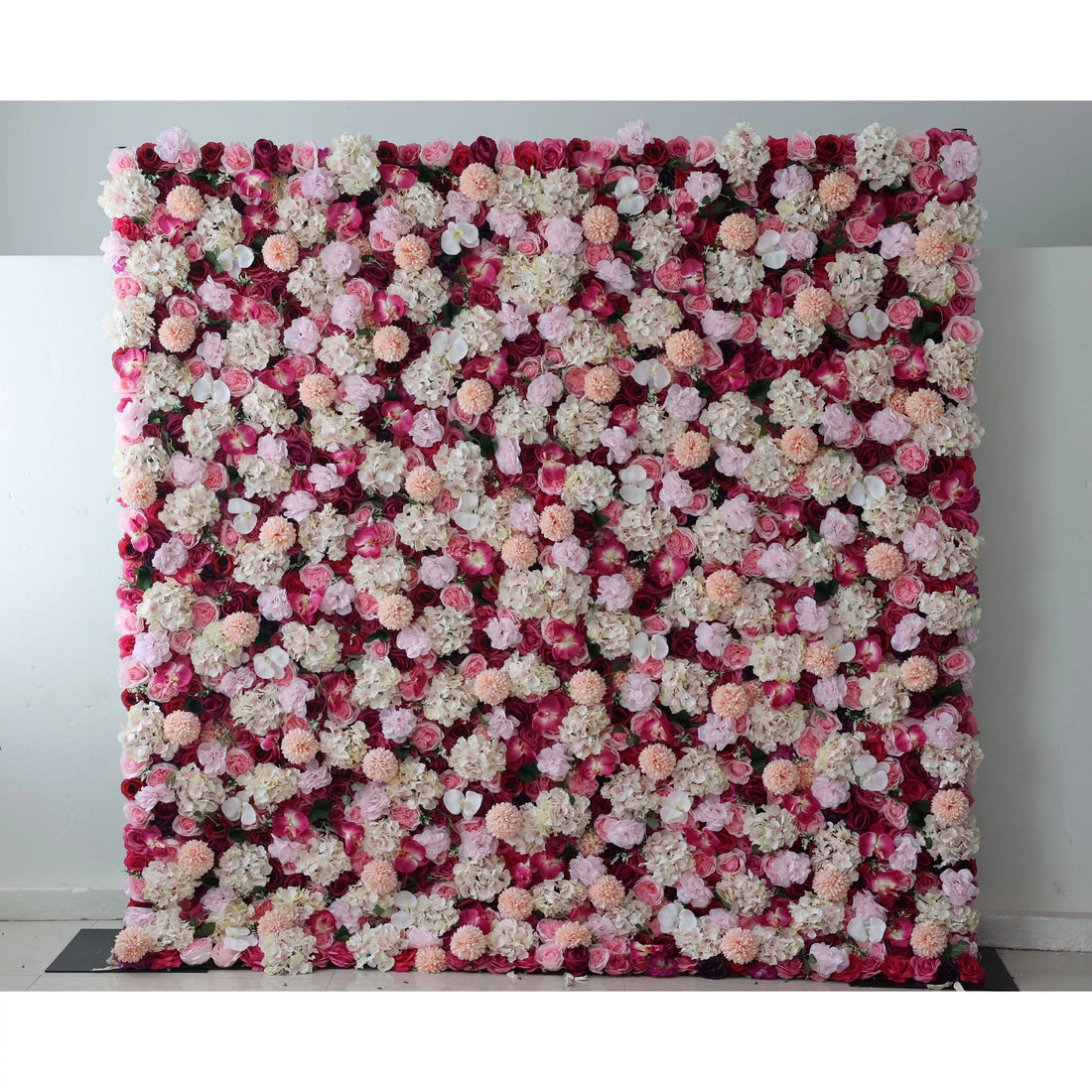 Valar Flowers Roll Up Artificial Flower Wall Backdrop: Roseate Radiance - A Tapestry of Tenderness and Timeless Elegance.