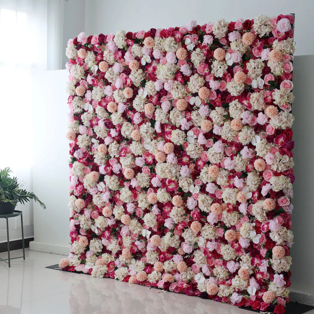 Valar Flowers Roll Up Backdrop: Immerse in the Roseate Radiance of blushing blooms. Ideal for romantic settings and elegant events, this backdrop weaves tenderness with timeless elegance. Bask in Valar&