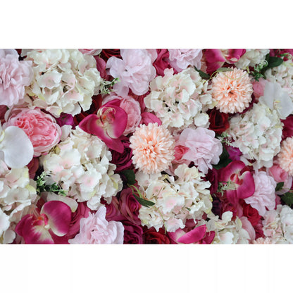 Valar Flowers Roll Up Artificial Flower Wall Backdrop: Roseate Radiance - Un tapiz de ternura y elegancia atemporal-VF-233