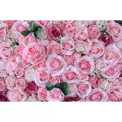 Valar Flowers Roll Up Artificial Flower Wall Backdrop: Blushing Blooms - A Lush Panorama of Pure Pink Passion-VF-234