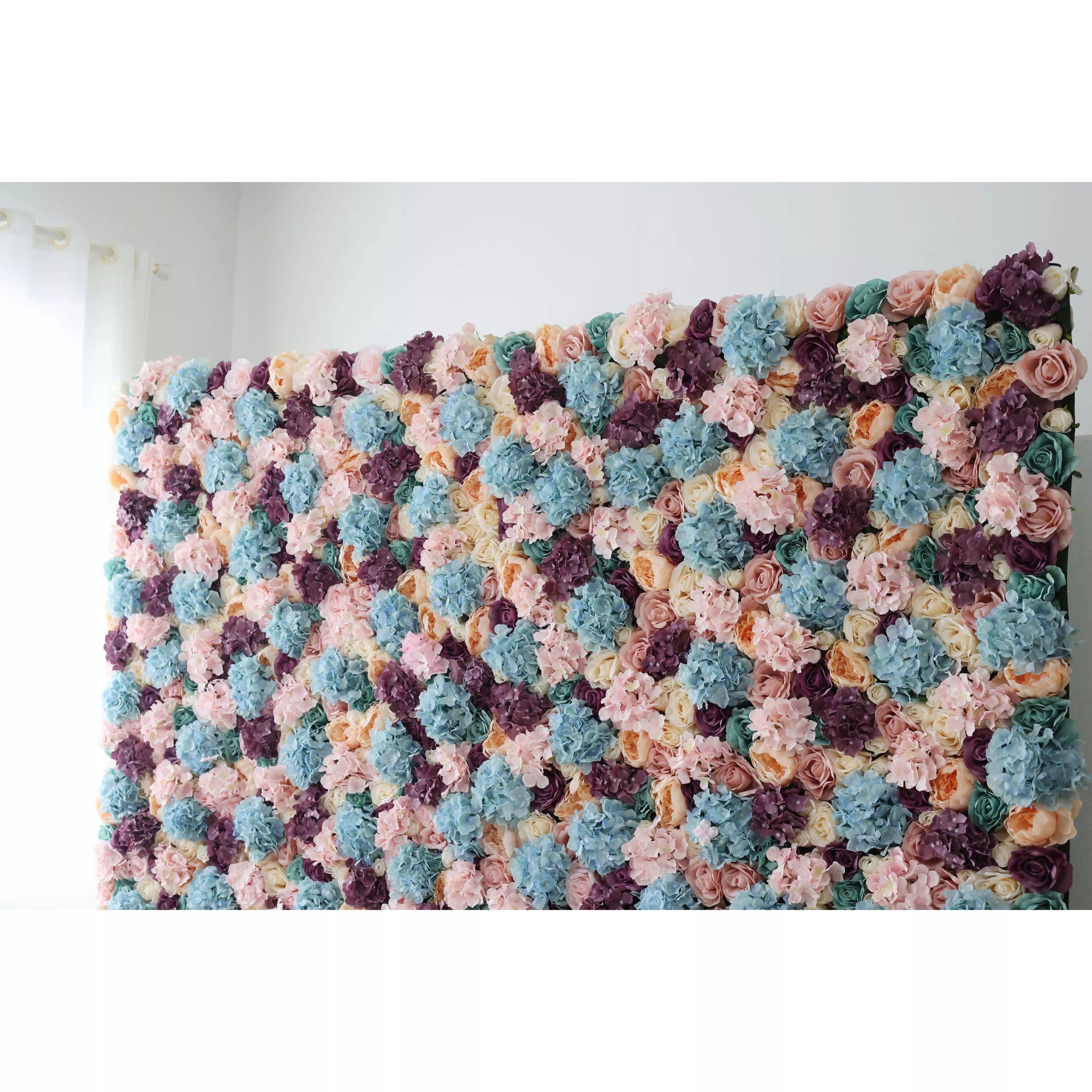 Valar Flowers Roll Up Artificial Flower Wall Backdrop: Patchwork Pastel - Uma Mélange de Tons Muted para Noites Encantadas-VF-235