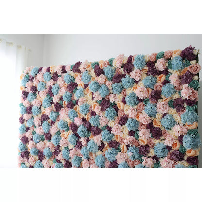 Valar fleurs rouler jusqu’à fleur artificielle mur toile de fond : Patchwork pastel - un mélange de teintes sourdes pour les soirées enchantées-VF-235