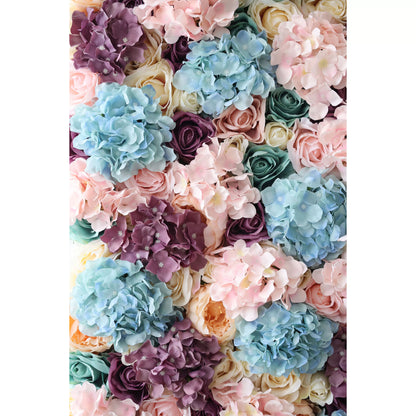 Valar Flowers Roll Up Artificial Flower Wall Backdrop: Pastel Patchwork - A Mélange of Muted Hues for Enchanted Evenings-VF-235