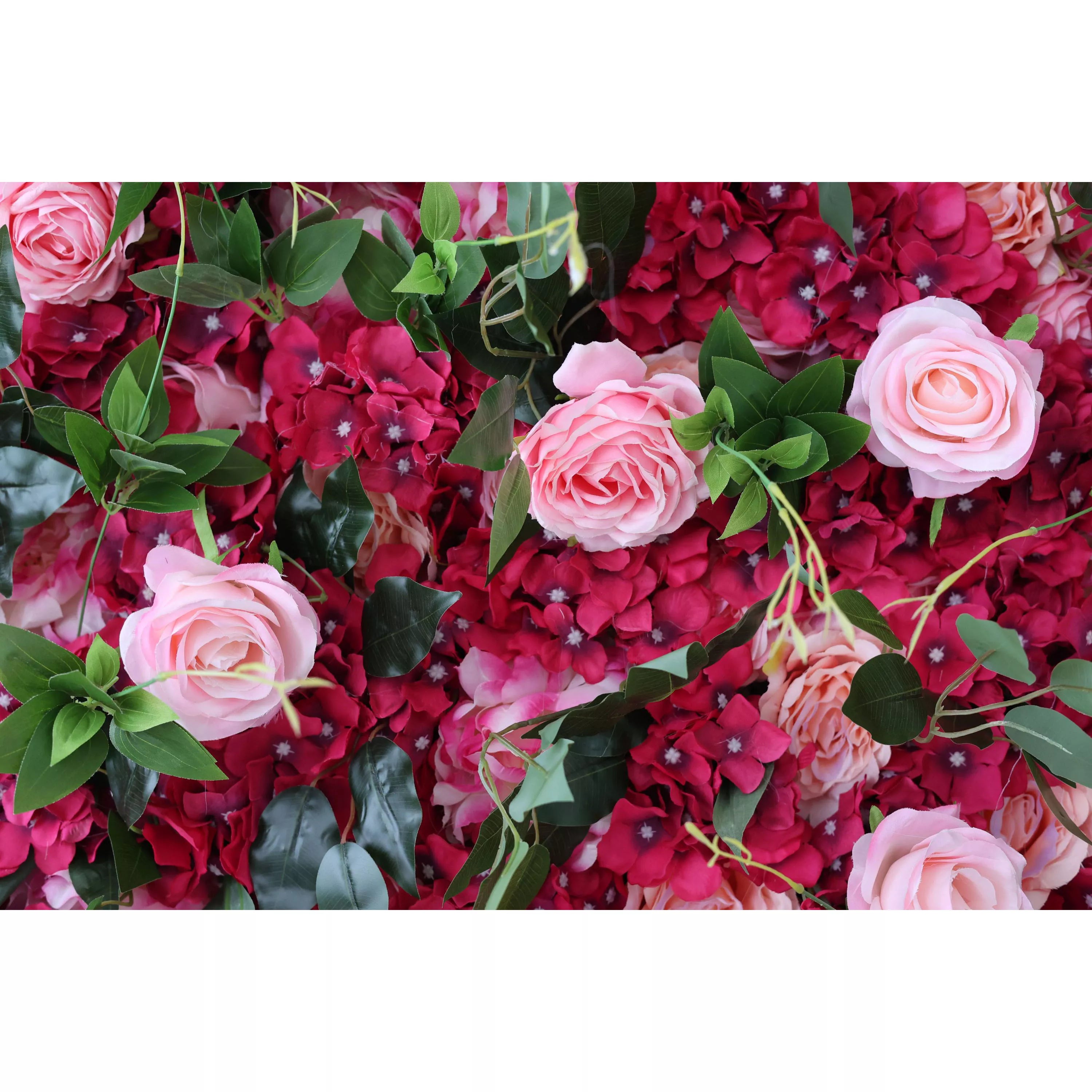 Valar Flowers Roll Up Artificial Flower Wall Backdrop: Romantic Ruby - A Symphony of Passionate Petals for Memorable Moments-VF-236