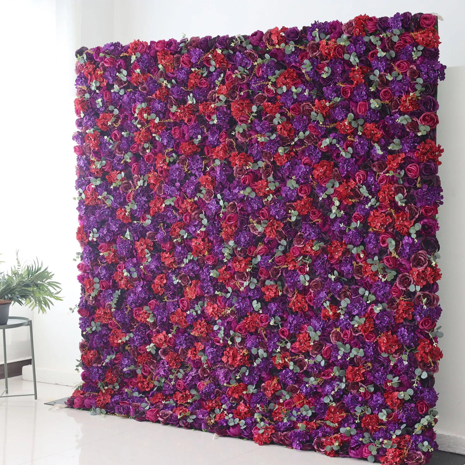 Valar Flowers Roll Up Artificial Flower Wall Backdrop: Enchanted Twilight - Dive into a Dreamy Duet of Passion and Mystery-VF-237