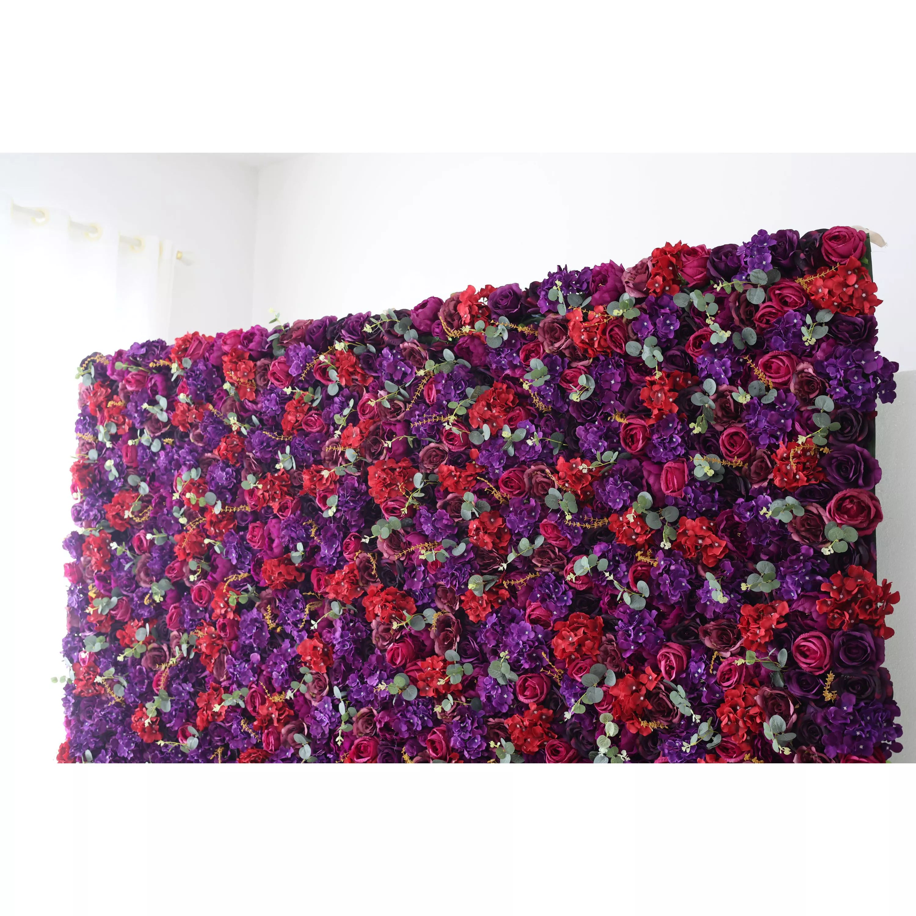 Valar Flowers Roll Up Artificial Flower Wall Backdrop: Enchanted Twilight - Sumérgete en un dúo de ensueño de pasión y misterio-VF-237