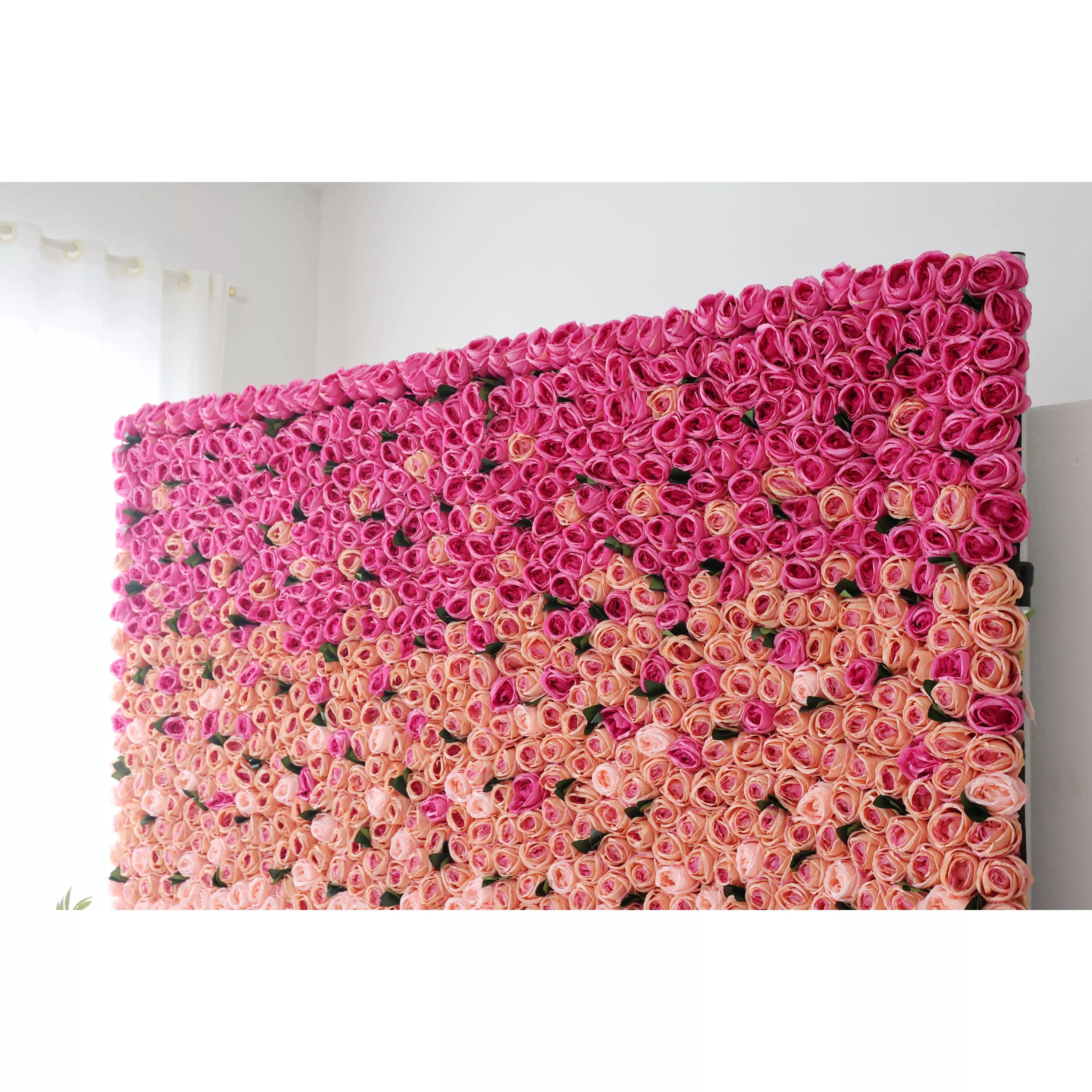 Valar Flowers Roll Up Künstliche Blumen Wand Hintergrund: Strahlende Rose Gradient-Eine leidenschaft liche Palette von lebendig bis Delicate-VF-239