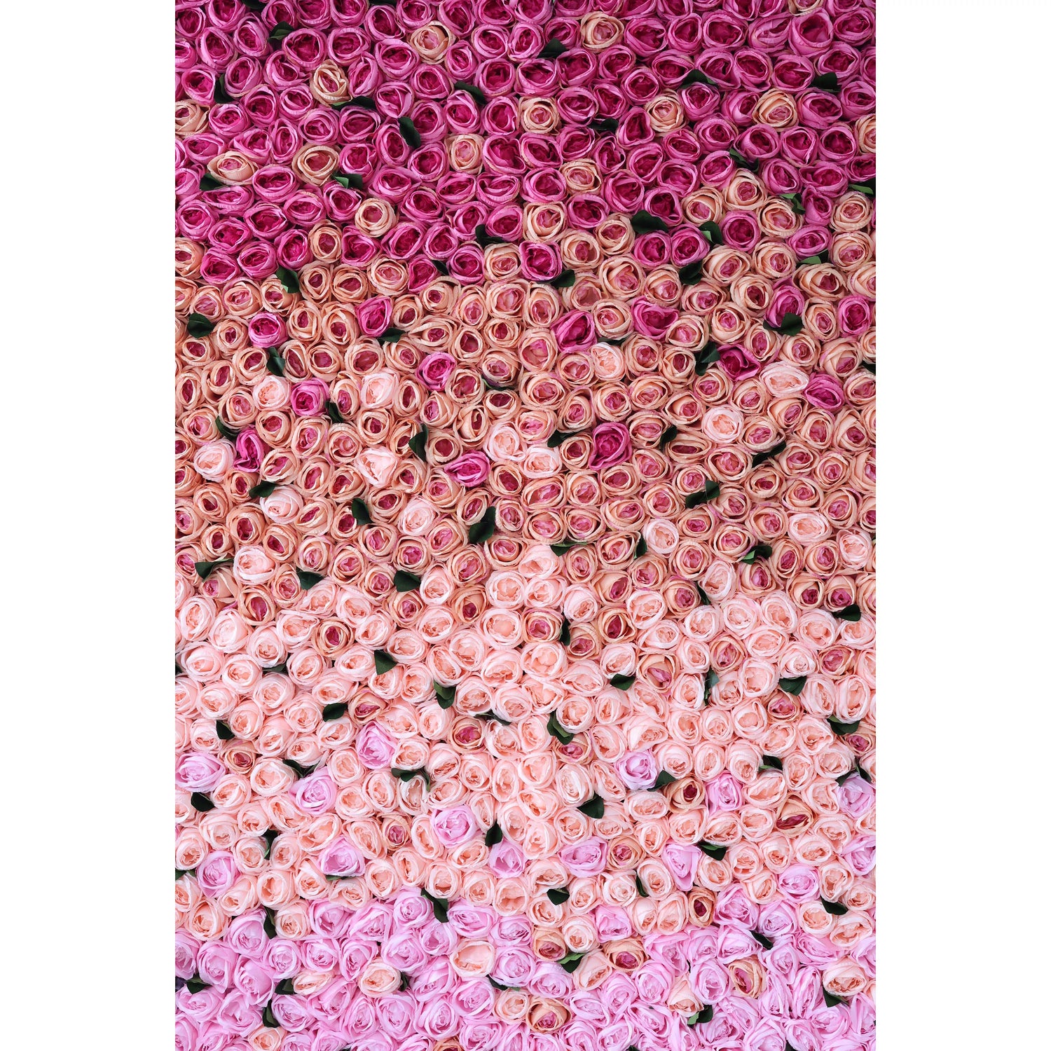 Valar Flowers Roll Up Künstliche Blumen Wand Hintergrund: Strahlende Rose Gradient-Eine leidenschaft liche Palette von lebendig bis Delicate-VF-239