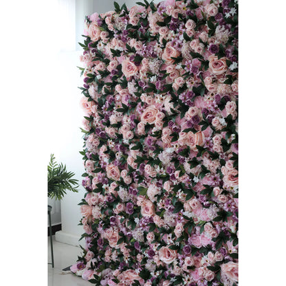 Valar Flowers Roll Up Fabric Artificial Flower Wall Wedding Backdrop, Floral Party Decor, Event Photography-VF-028-2