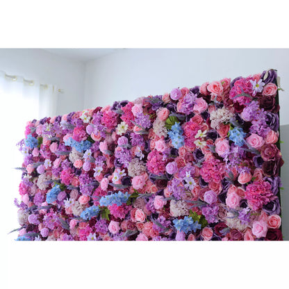 ValarFlowers Artificial Floral Wall Backdrop: Mesmerizing Magenta Medley - Dive into a Dreamy Delight of Purples and Pinks-VF-246